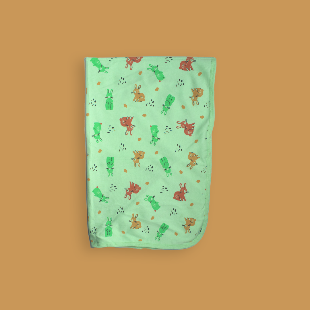 Mammason "Hello Bunny" Ultra-Soft Newborn Swaddle Blanket – Green