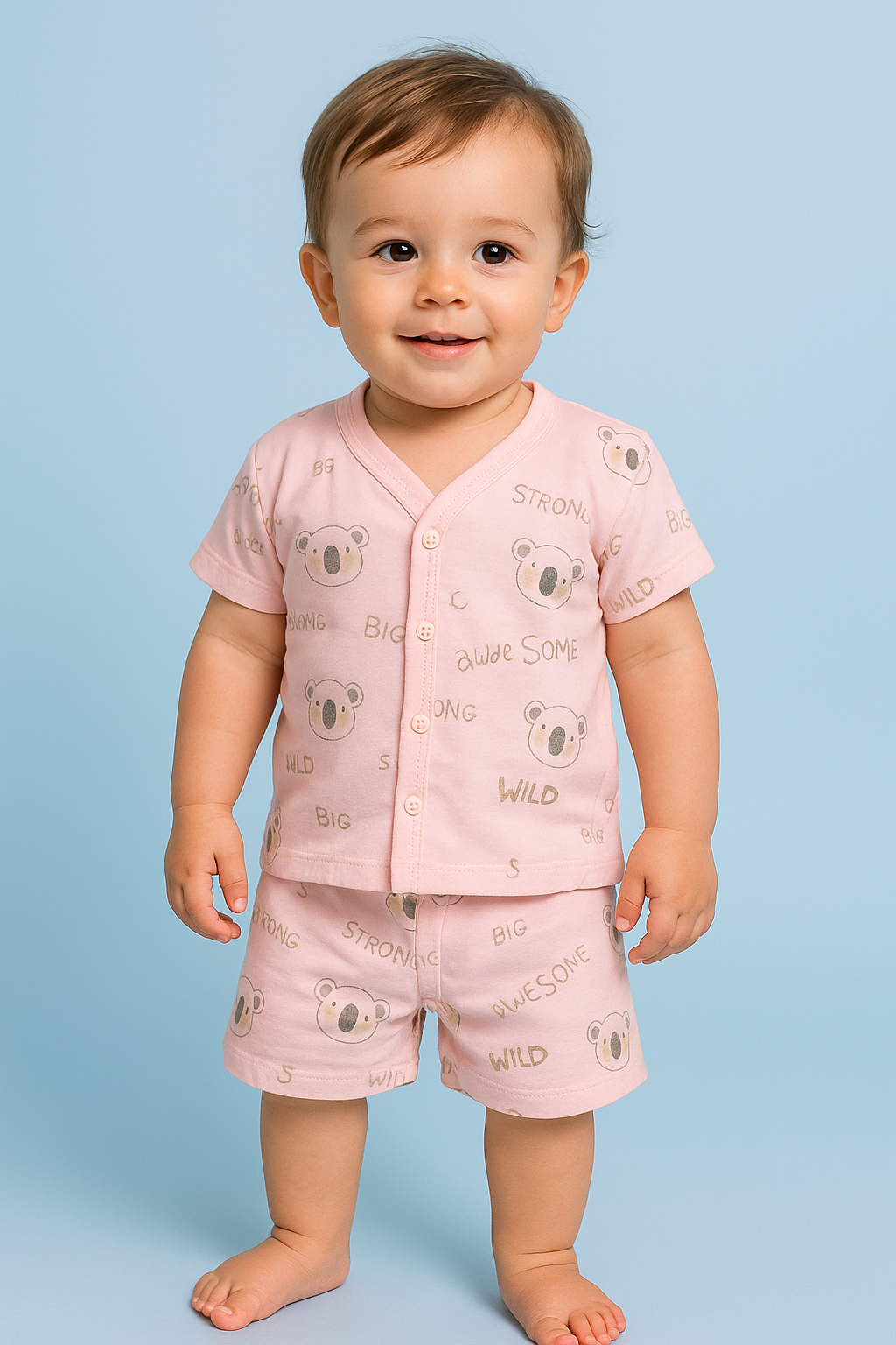 Mammason Puppoosh Bear Print Baby Co-ord Set