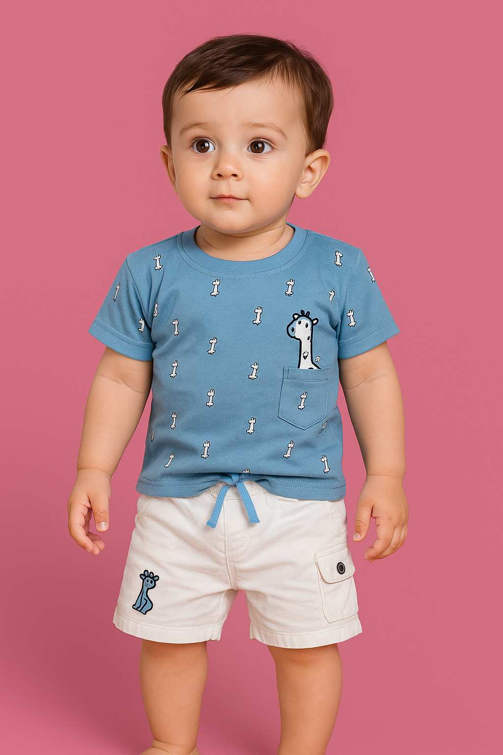 Mammason Blue Giraffe Explorer Co-ord Set