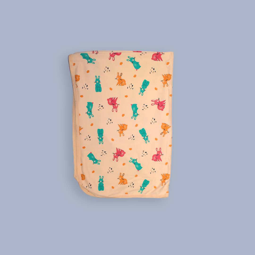 Mammason "Hello Bunny" Ultra-Soft Newborn Swaddle Blanket – light yellow