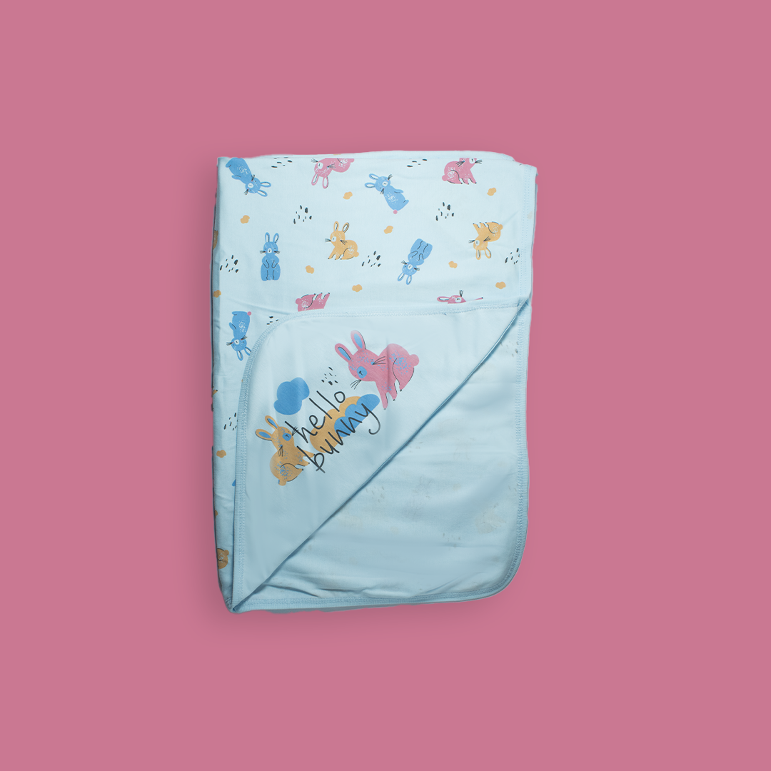Mammason Hello Bunny Ultra-Soft Newborn Swaddle Blanket – Blue