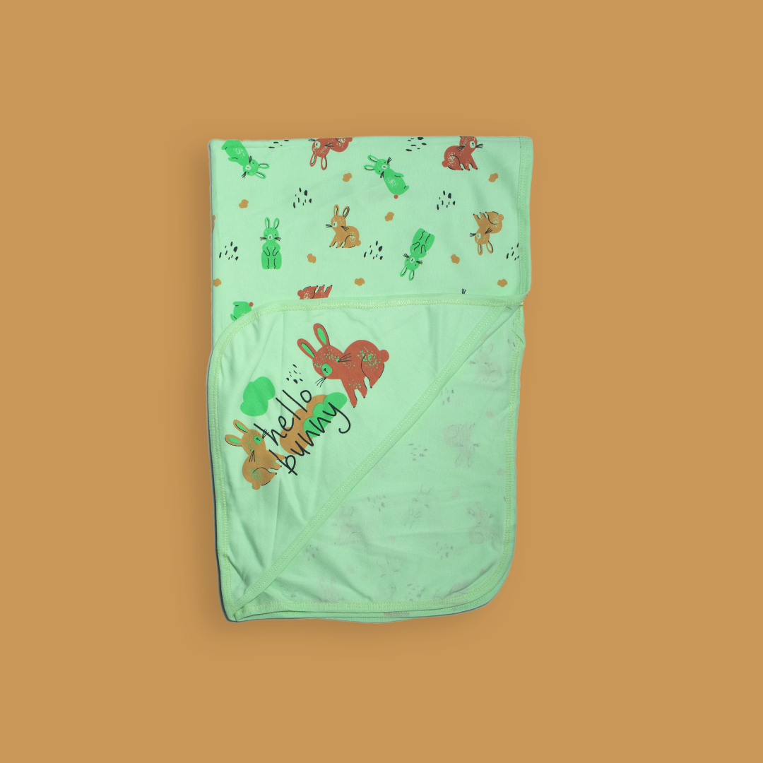 Mammason "Hello Bunny" Ultra-Soft Newborn Swaddle Blanket – Green
