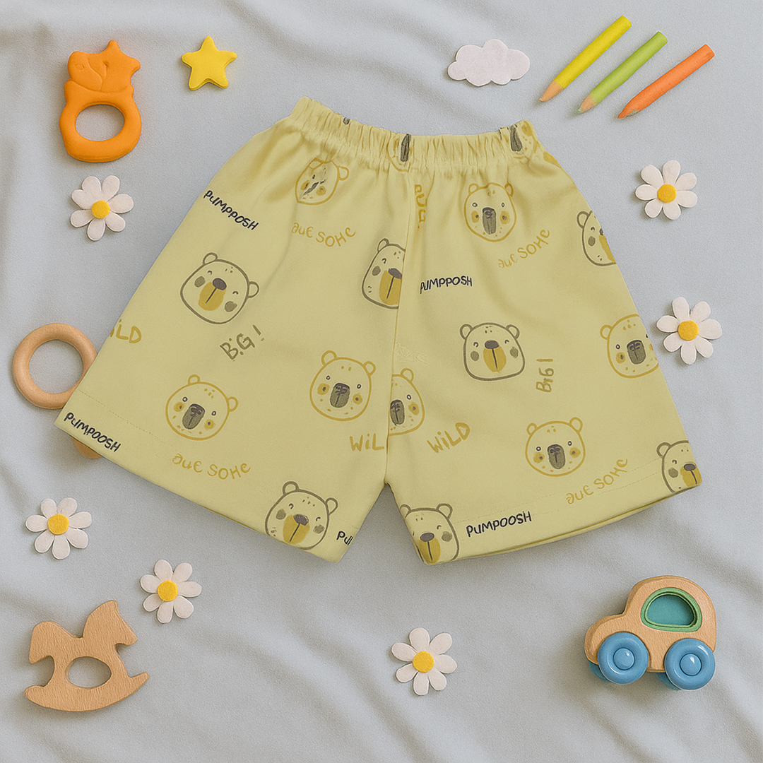 Mammason Adorable Bear-Themed Yellow Baby Co-Ord Set – Soft & Playful