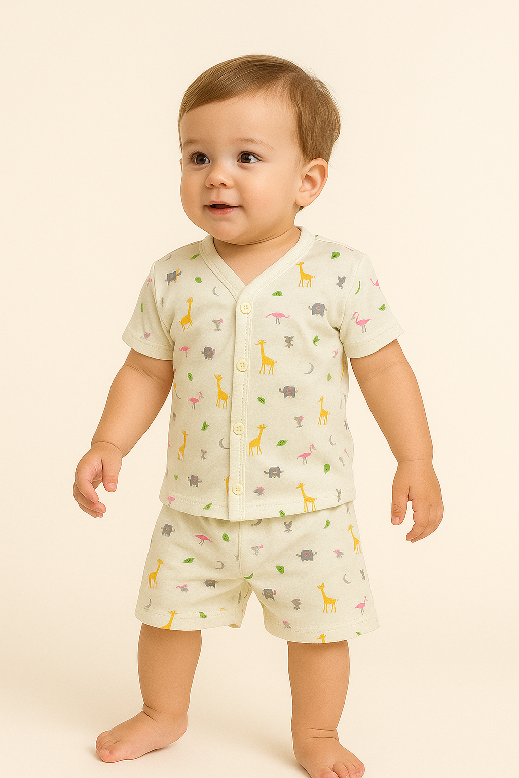 Mammason Cream Safari Adventure Co-ord Set for Toddlers.