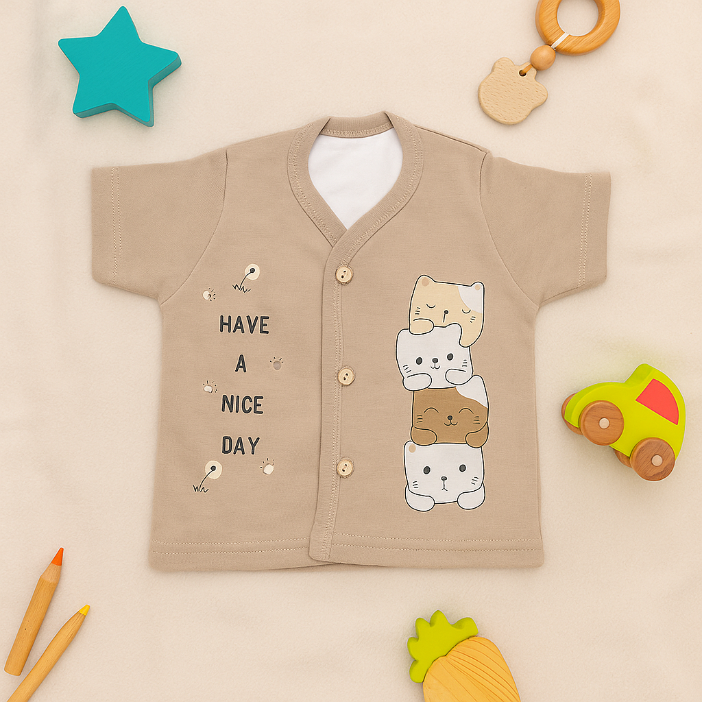 Mammason Cute Baby Boy Half Sleeve Shirt with black shorts