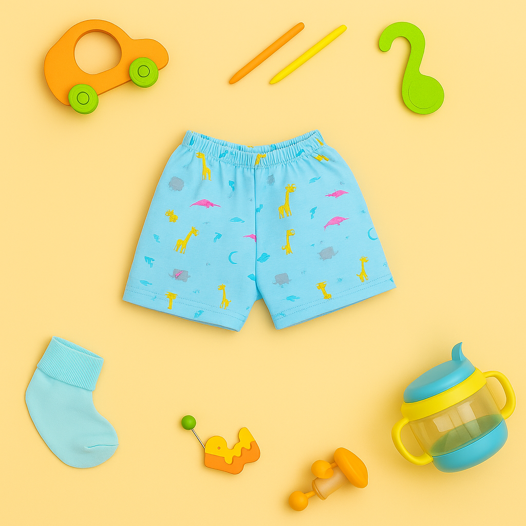 Mammason Blue Animal Print Summer Co-ord Set for Babies – Half Sleeve Shirt & Shorts