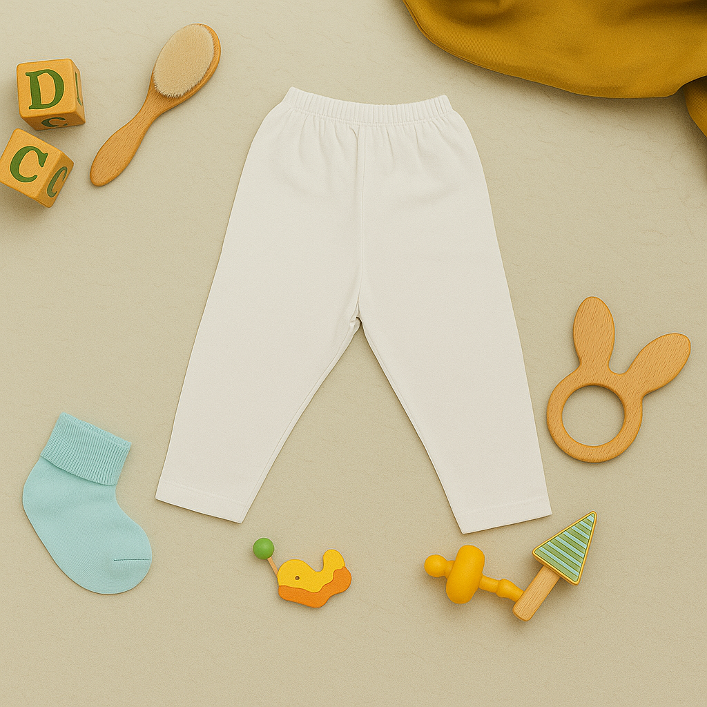 Mammson Floral Embroidered Green Frock & White Leggings Baby Girl Set