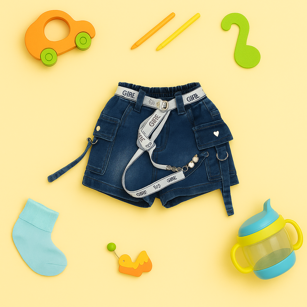 Mammason Cool Cartoon Bunny T-Shirt & Denim Shorts Set for Kids – Urban Play Edition