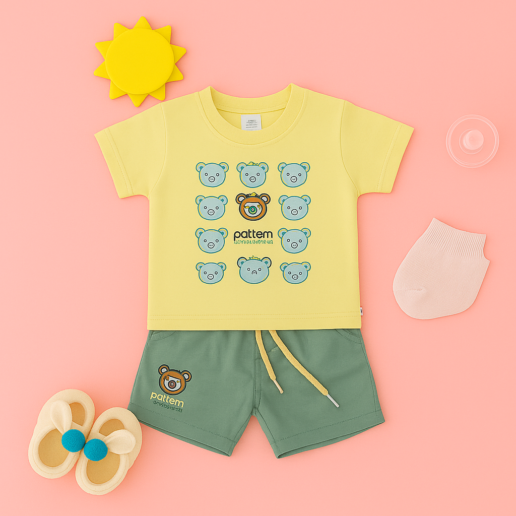 Mammason Adorable Bear Print Summer Set for Baby Boys