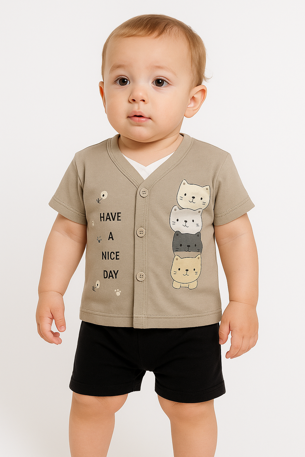 Mammason Cute Baby T-Shirt with Black shorts casual/daily wear