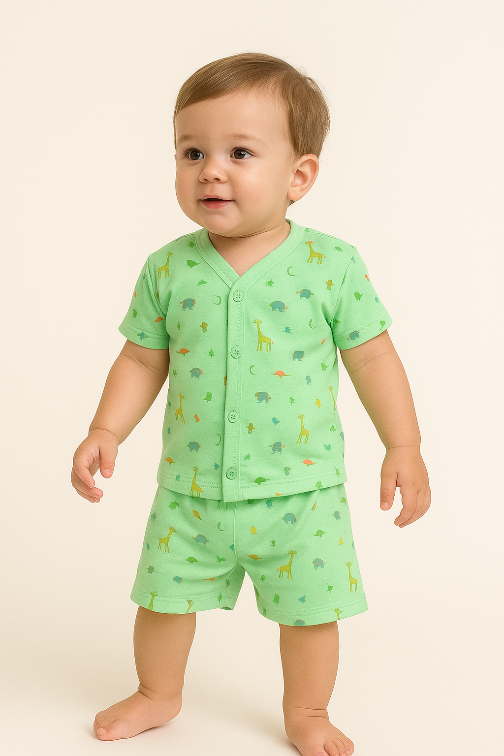mammason Adorable Jungle Safari Co-ord Set for Toddlers – Mint Green