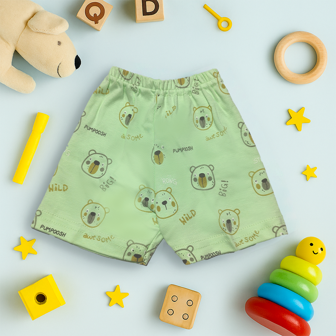 Mammason Adorable Bear-Themed Mint Green Baby Shirt & Shorts Set