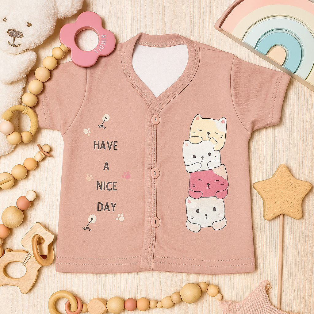 Mammason Cute Cat Print Toddler T-Shirt & Shorts Set